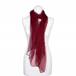 Seidenschal Chiffon bordeaux weinrot dunkelrot 100% reine Seide 180x55cm einfarbig