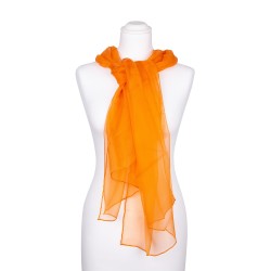 Chiffon Seidenschal Mandarine Orange 100% reine Seide 180x55cm Damen