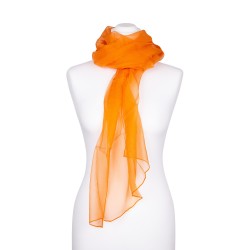 Chiffon Seidenschal Mandarine Orange 100% reine Seide 180x55cm Damen unifarben