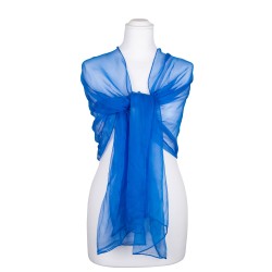 Chiffon-Seidenschal Brillantblau Blau 100% reine Seide 180x55cm Seidenstola