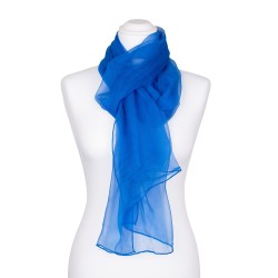 Chiffon-Seidenschal Brillantblau Blau 100% reine Seide 180x55cm Damen