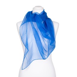 Chiffon-Seidenschal Brillantblau Blau 100% reine Seide 180x55cm einfarbig