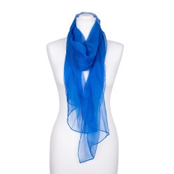 Chiffon-Seidenschal Brillantblau Blau 100% reine Seide 180x55cm uni einfarbig