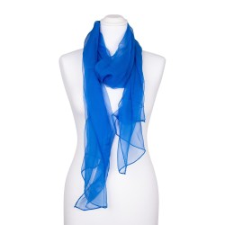 Chiffon-Seidenschal Brillantblau Blau 100% reine Seide 180x55cm unifarben