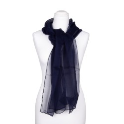 Seidenschal Chiffon blau marineblau 100% reine Seide 180x55cm