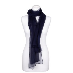 Seidenschal Chiffon blau marineblau 100% reine Seide 180x55cm Damen