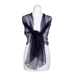 Seidenschal Chiffon blau marineblau 100% reine Seide 180x55cm Seidenstola