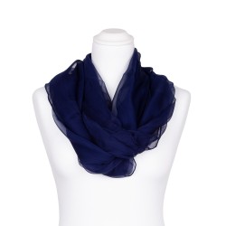 Chiffon-Seidenschal Nachtblau Marine 100% reine Seide 180x55cm Damen