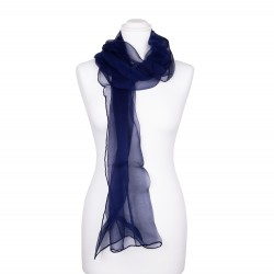 Chiffon-Seidenschal Nachtblau Marine 100% reine Seide 180x55cm uni