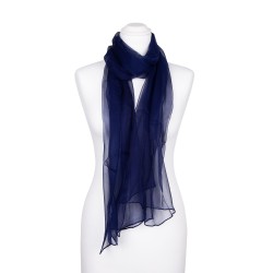 Chiffon-Seidenschal Nachtblau Marine 100% reine Seide 180x55cm