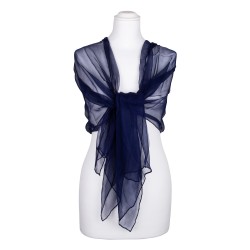Chiffon-Seidenschal Nachtblau Marine 100% reine Seide 180x55cm Seidenstola