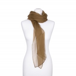 Chiffon-Seidenschal Khaki Grünbraun 100% reine Seide 180x55cm