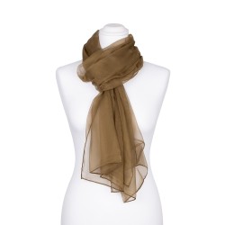 Chiffon-Seidenschal Khaki Grünbraun 100% reine Seide 180x55cm unifarben