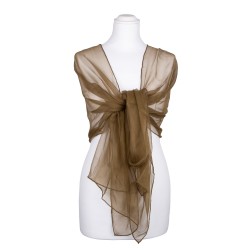 Chiffon-Seidenschal Khaki Grünbraun 100% reine Seide 180x55cm Seidenstola
