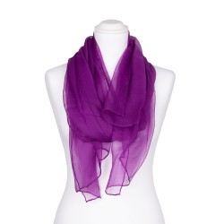 Seidenschal Chiffon Purpur-Violett 100% reine Seide 180x55cm Damen