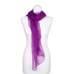 Seidenschal Chiffon Purpur-Violett 100% reine Seide 180x55cm