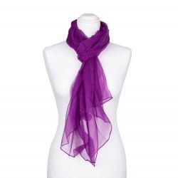 Seidenschal Chiffon Purpur-Violett 100% reine Seide 180x55cm einfarbig