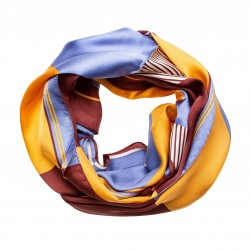 Seidenschal Halstuch Schal Satin braun gelb blau 