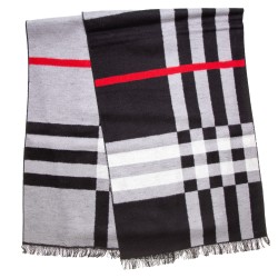 Seidenflanell Schal Halstuch kariert schwarz weiß rot 180x30 cm reine Seide