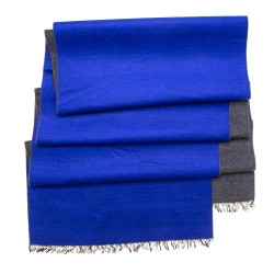 Seidenflanell Schal Halstuch grau blau 180x30 cm reine Seide