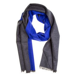 Seidenflanell Schal Halstuch grau blau 180x30 cm reine Seide