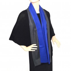 Seidenflanell Schal Halstuch grau blau 180x30 cm reine Seide