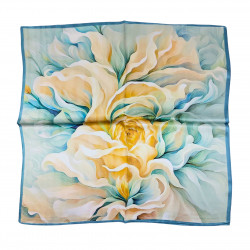 Nickituch Halstuch blau gold Floralprint