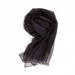 Seidenstola Chiffon 230x55 cm einfarbig unifarben schwarz reine Seide