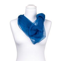 Seidenstola Chiffon Topas Blau 100% reine Seide 230x55cm Damen einfarbig