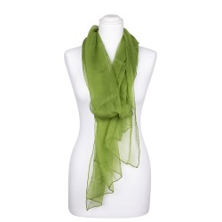 Seidenstola Chiffon grün hellgrün 100% reine Seide 230x55cm