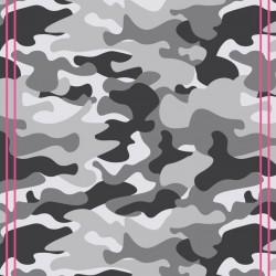 TINITEX Seidenschal Halstuch Schal Camouflage grau mit pinken Streifen 100% Seide