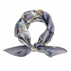 SPECIAL EDITION - Seidentuch Halstuch grau gold Grafikprint 