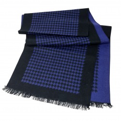 Schal Seidenflanell Hahnentritt schwarz blau