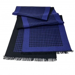 Schal Seidenflanell Hahnentritt schwarz blau