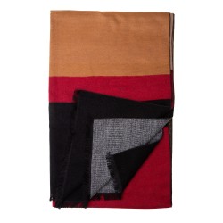 Winterschal XXL Seidenflanell Schal Stola gestreift schwarz braun rot 200x60 cm 100% Seide