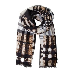 Winterschal XXL Seidenflanell Schal Stola braun Mustermix