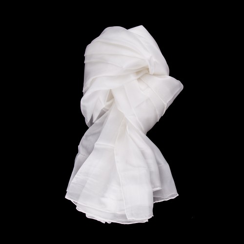 Seidenschal 150x35 cm Naturweiß weiss einfarbig unifarben reine Seide