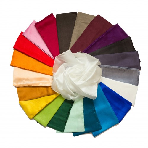 3er-Set Seidenschals verschiedene Farben 100% reine Seide 150x35cm einfarbig