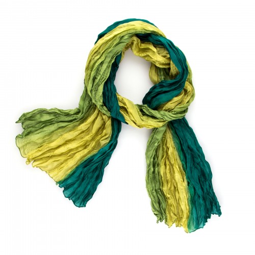 Seiden-Knitterschal Farbverlauf olive grün 180x90cm reine Seide