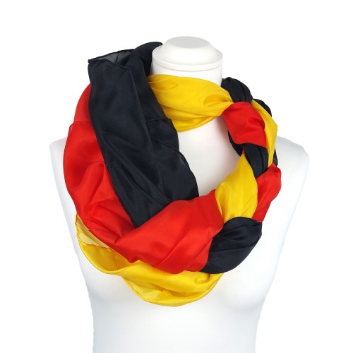 FAN-SET | Deutschland - Seidentuch Halstuch Schal einfarbig 90x90 cm
