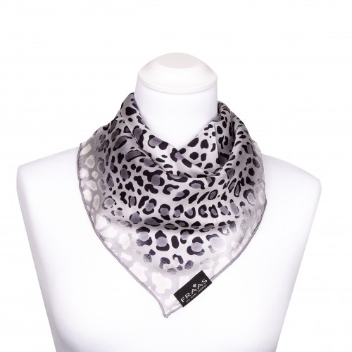 Nickituch aus Seide 53x53 cm mit Leopardenmuster grau