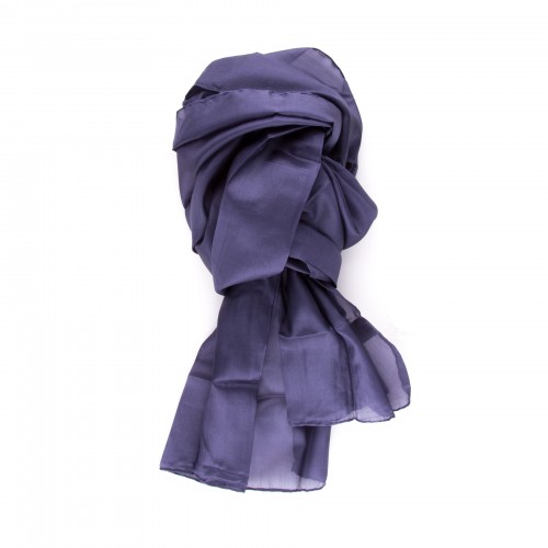 Seidenschal blau marineblau 100% reine Seide 180x45cm