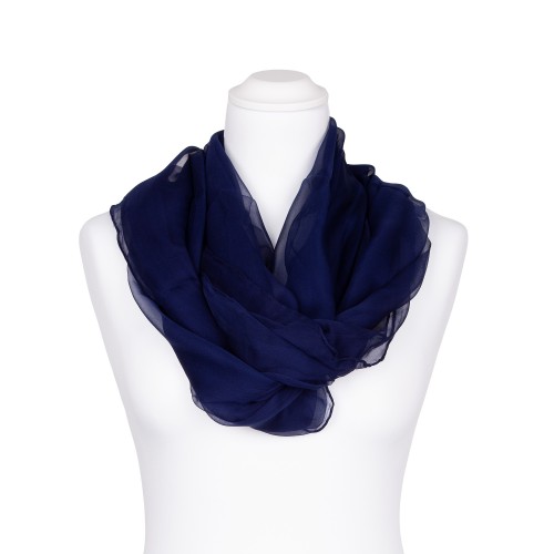 Chiffon-Seidenschal Nachtblau Marine 100% reine Seide 180x55cm Damen