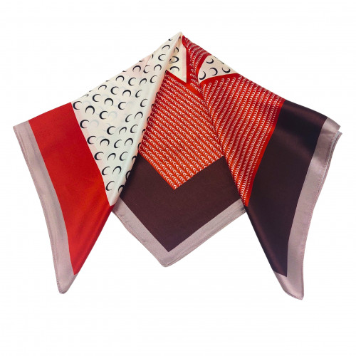 Nickituch Halstuch Patchwork weiß orange braun