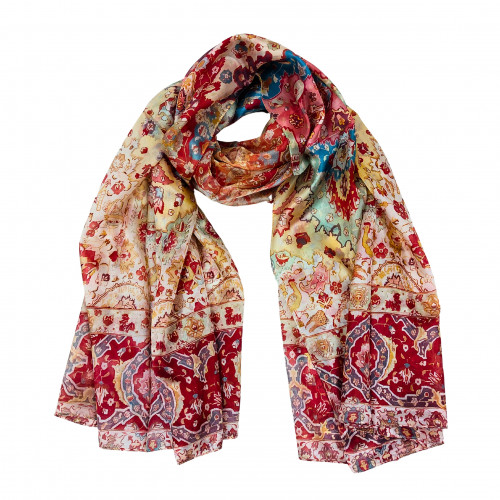 Seidenschal Halstuch Schal Chiffon Paisley rot gold