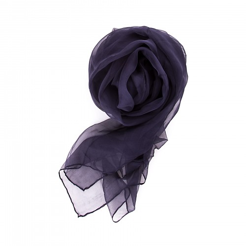 Seidenstola Chiffon 230x55 cm einfarbig unifarben dunkelblau marine navy reine Seide