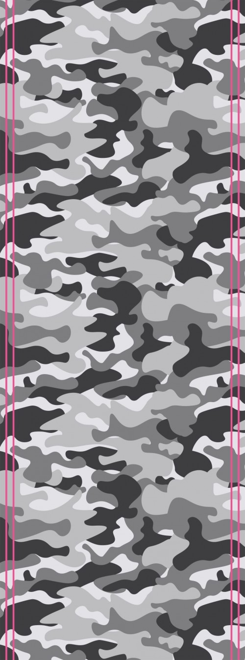 TINITEX Seidenschal Rundschal Loop Camouflage grau mit pinken Streifen 100% Seide
