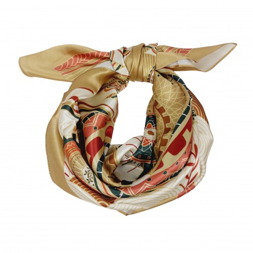 SPECIAL EDITION - Seidentuch Halstuch beige rot Grafikprint 