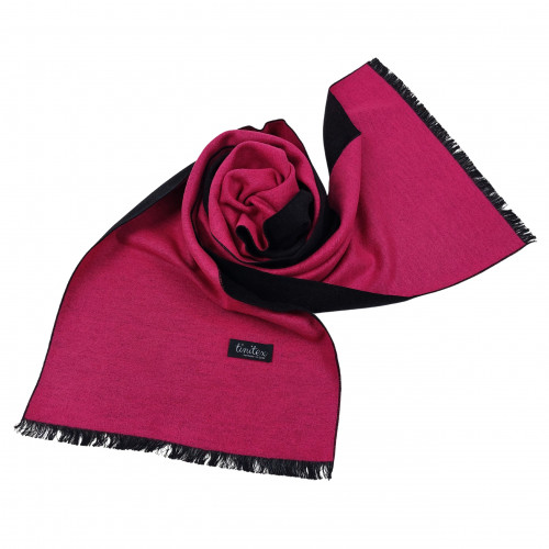Winterschal Seidenflanell Schal schwarz pink