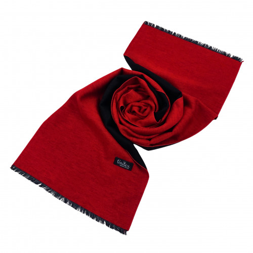 Winterschal Seidenflanell Schal schwarz rot 